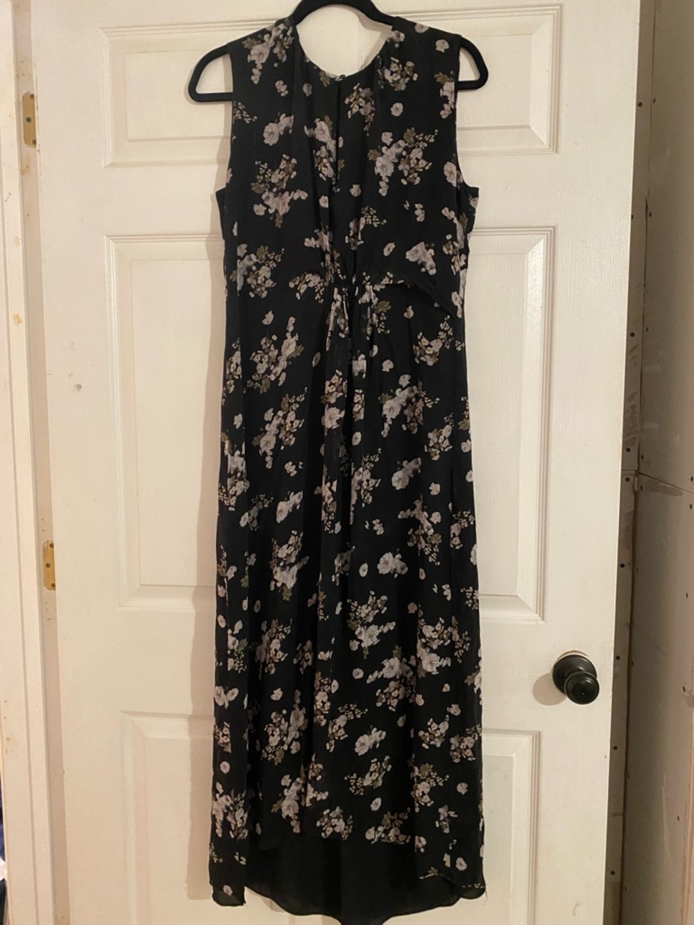 Vince Black Maxi Dress with White Floral Print